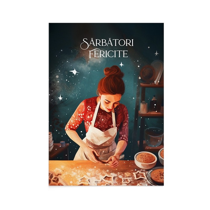 Felicitare de Craciun Flour Stars, Zizula Cards, 105 X 150 mm