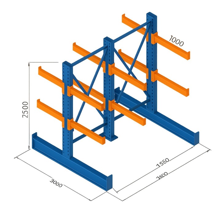 Rafturi cantilever latime 3000mm x adancime 2400mm x inaltime 2500mm