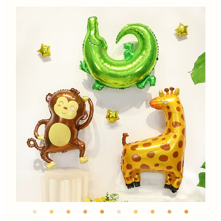 3 db állatos lufi készlet, Buli ideje, dzsungel témájú, 35 cm, tarka