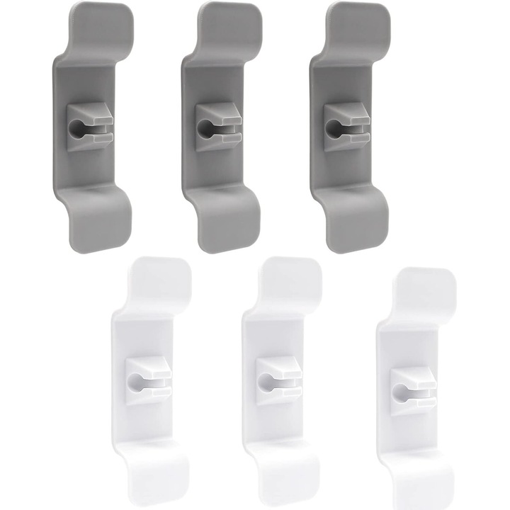 Set 6 cleme organizatoare cablu KUNSANM, alb si gri, pentru electrocasnice mici de bucatarie