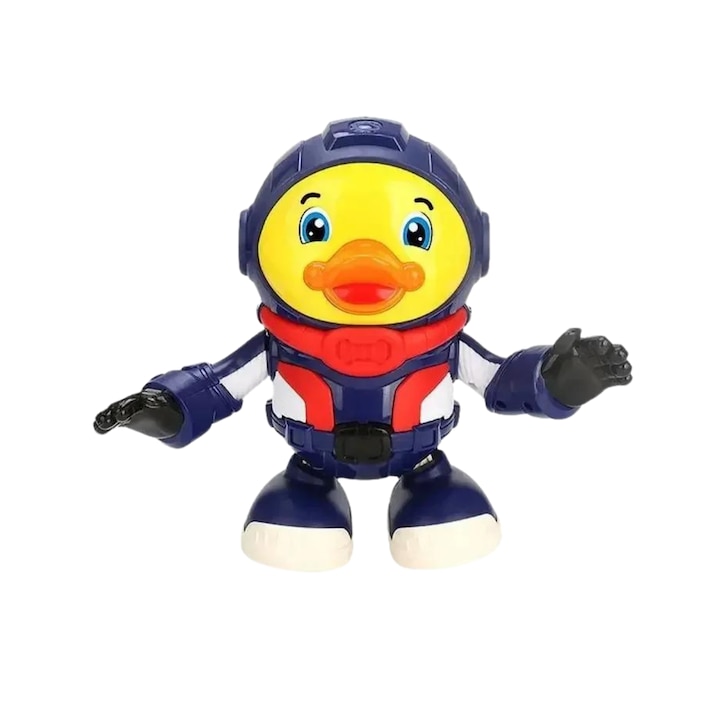 Jucarie interactiva pentru copii model RATOI ASTRONAUT, DABISY, muzica si lumini, design inovativ si lumini, 3 moduri dans, albastru galben, +1 an