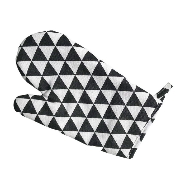 2 db sütőkesztyű készlet, pamut, fehér/fekete, 27 cm