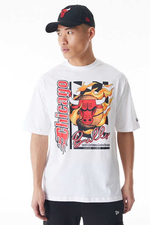 New Era, Уголемена тениска Chicago Bulls NBA, Червен/Бял/Оранжев, S