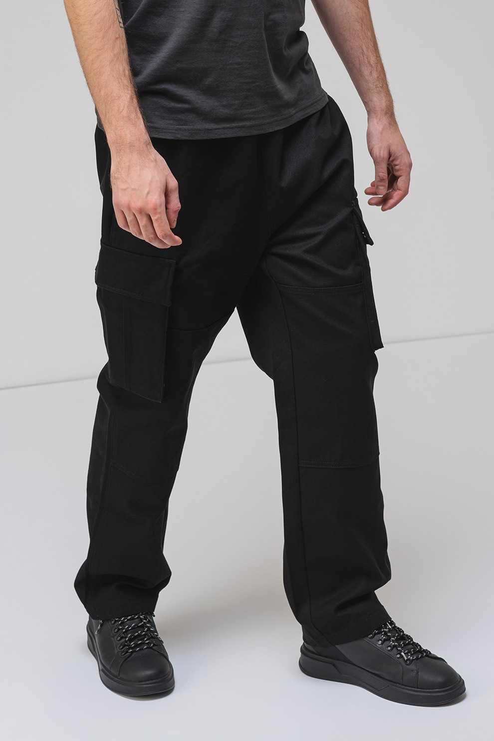 New Era, Pantaloni cargo din bumbac, Negru, M