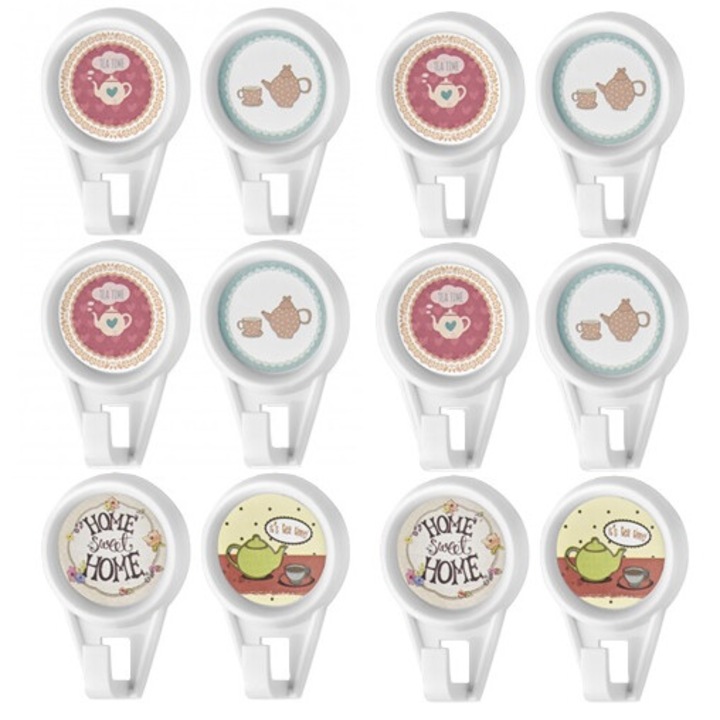 Agatatoare autoadeziva din plastic, 12 buc/set, Qlux L00153