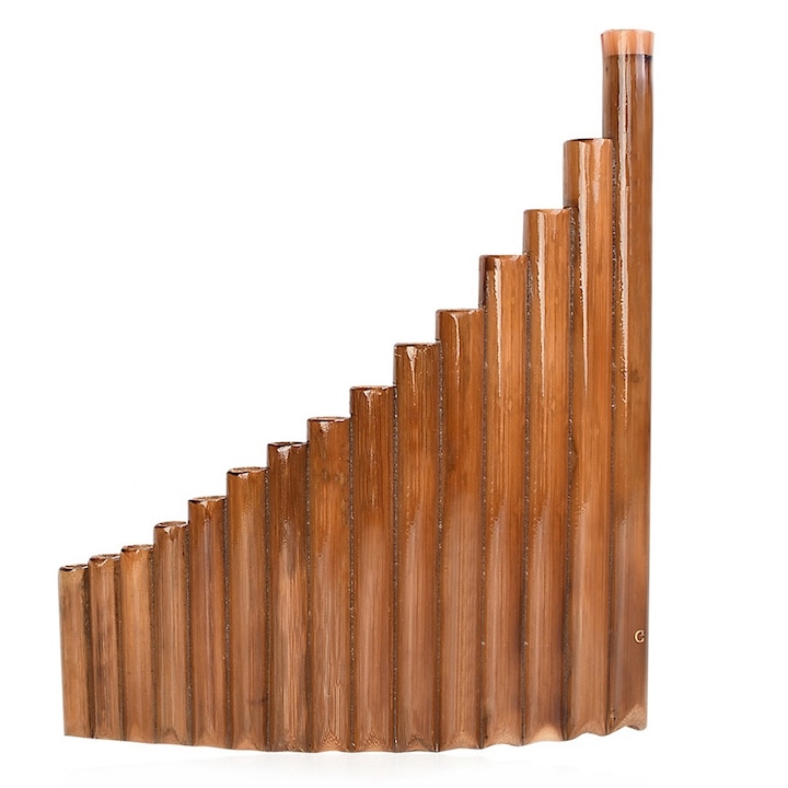 Pánsíp, 15 cső, AMRINUGL, G-dúr, Természetes bambusz, Méretek 23x21,5 cm