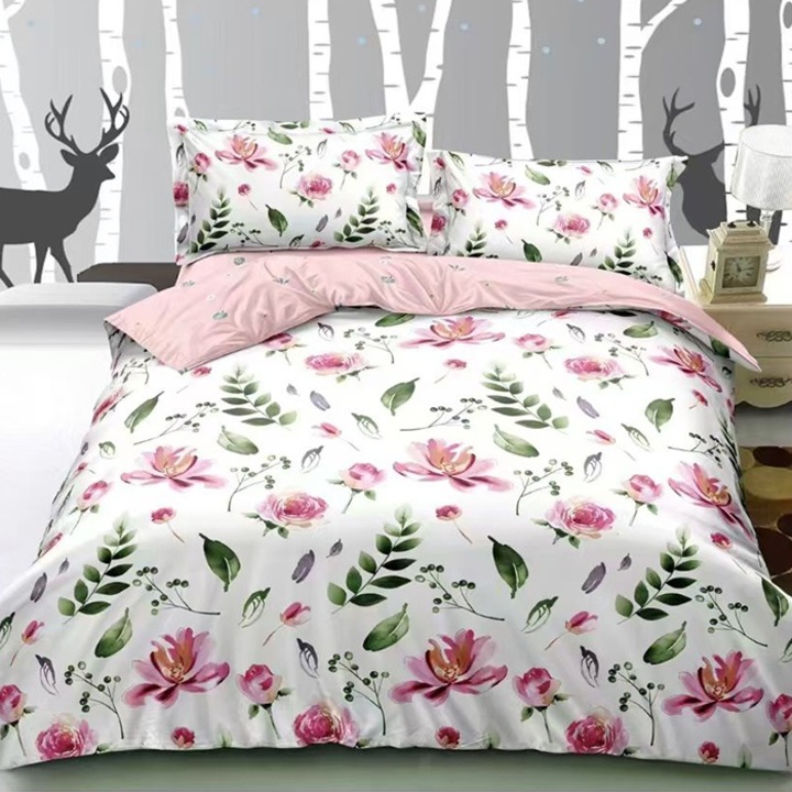 Ágyneműhuzat 2 főre gumival 180 x 200 cm, LX2384 modell, szatén pamut, 4 darab