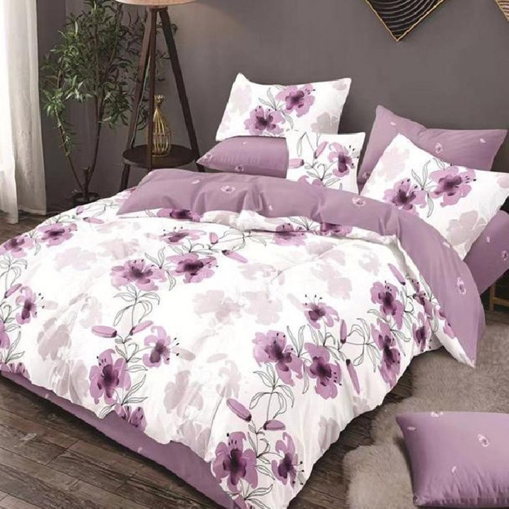 Lenjerie de pat pentru 2 persoane, Pucioasa, X1, Oleya, Finet, 6 piese