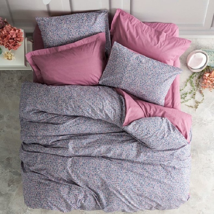 Спално бельо за 2 човека с ластик 160х200, Cottonbox, Penny, Rose, 100% памук, 4 бр.