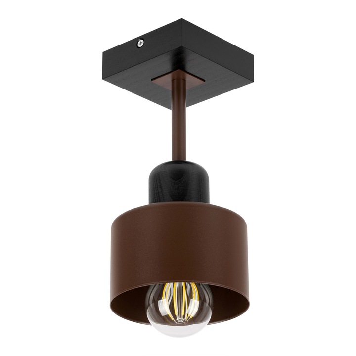 Lustra, ALFALUX, DBR10x10SC, industriala, 12x12x25H cm, brun-negru