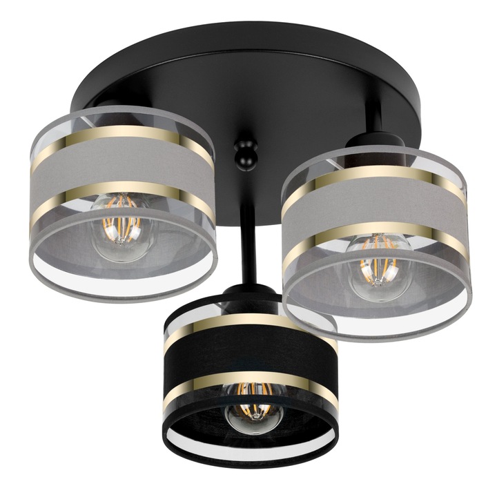 Lustra T-3030SC-GRSCGR, ALFALUX, 3 puncte, negru, gri, 30x30x26H cm