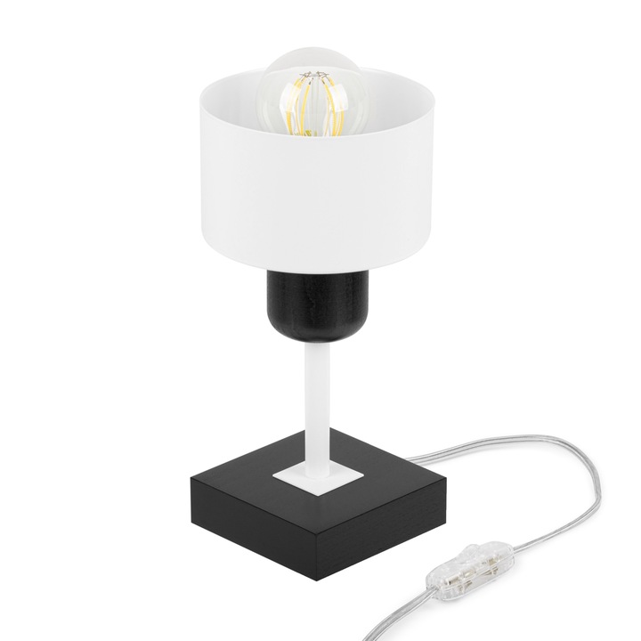 Lampa de masa ALFALUX DTI-WE10x10SC, metal, alb-negru, 12x12x25cm, 1xE27