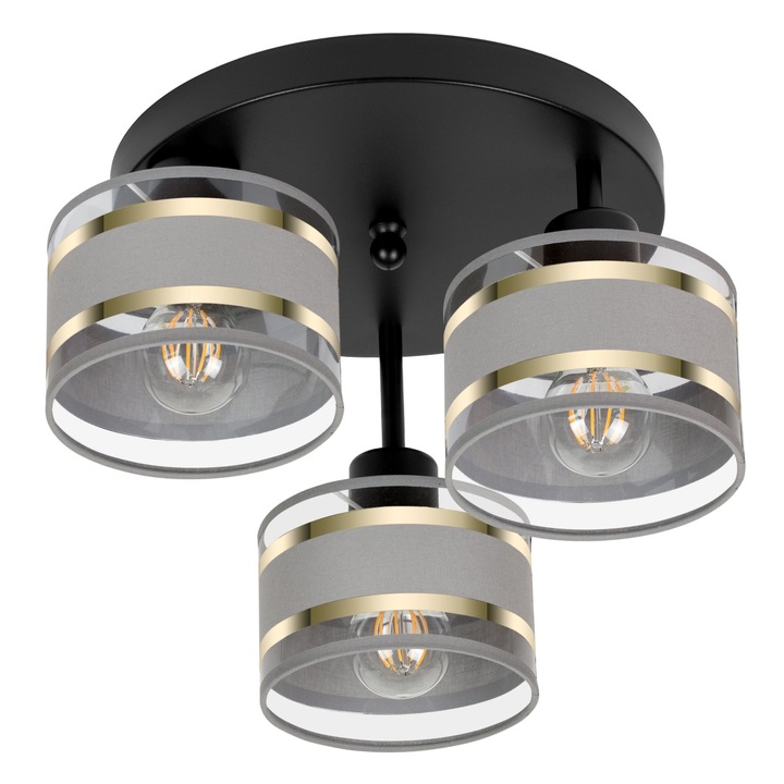 Lustra ALFALUX, model T-3030SC-GRGRGR, 3 puncte, negru, gri, 30x30x26H cm