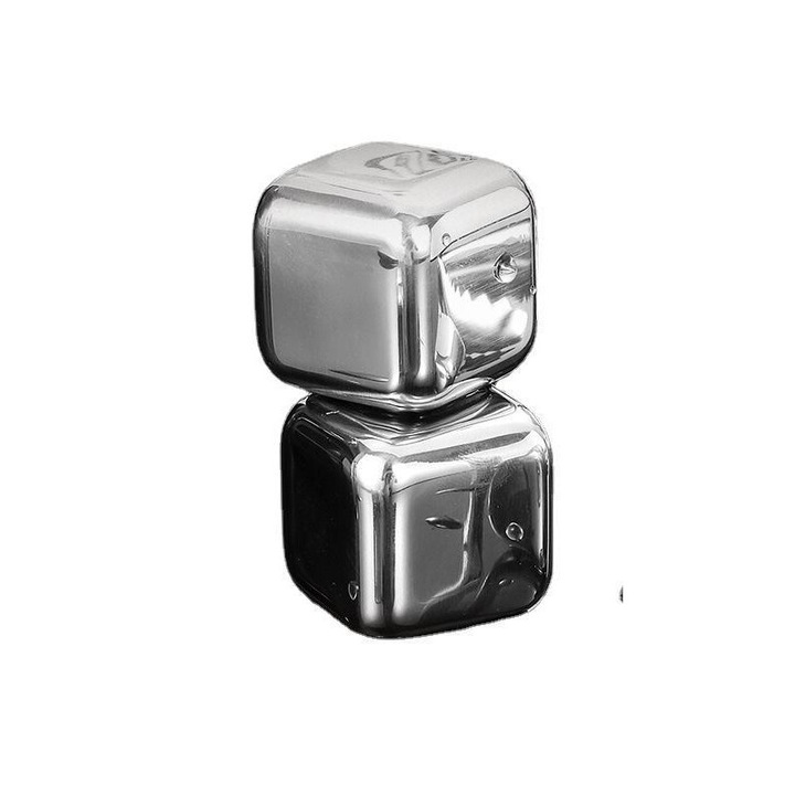 KUNSANM rozsdamentes acél whisky jégkocka készlet 2 db, fémes színű, újrafelhasználható