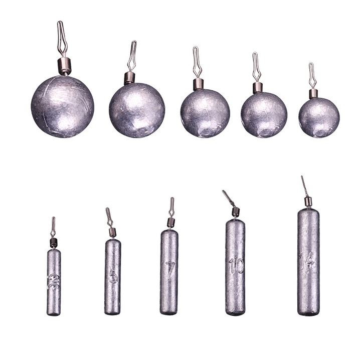 Set Plumbi KUNSANM, 15g, forma de picatura, cu inel, argintii