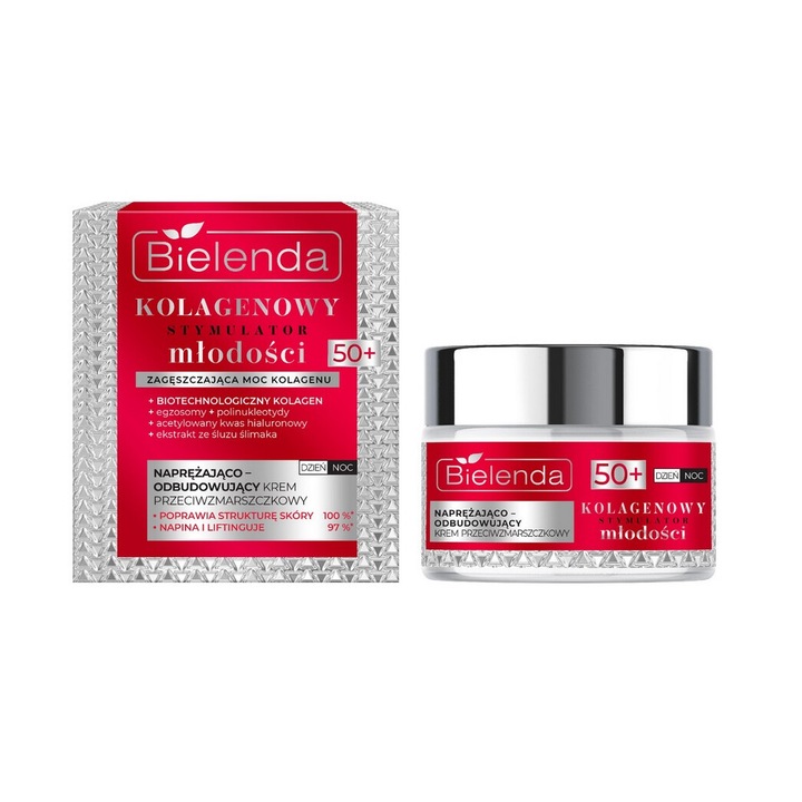 Bielenda Collagen Stimulator arckrém 50ml, öregedésgátló, kollagénnel és hialuronsavval