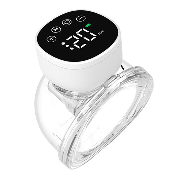 Elektromos mellszívó, Rqiurpn, hordozható, 3 mód, 9 fokozat, hordható kialakítás, alacsony zajszint, műanyag/szilikon, átlátszó/fekete