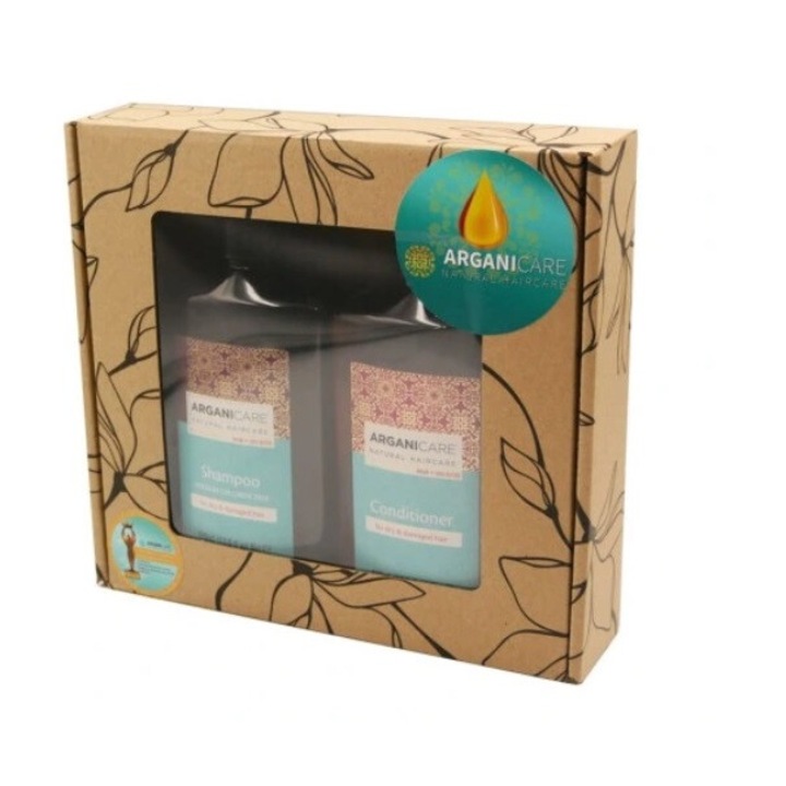 Set sampon si balsam pentru par uscat si deteriorat, 400ml, cu ulei de argan si unt de shea