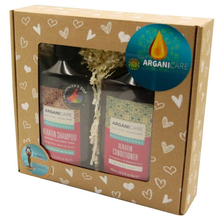 Set sampon si balsam Arganicare cu keratina, 400ml, pentru par deteriorat, cu ulei de argan si jojoba