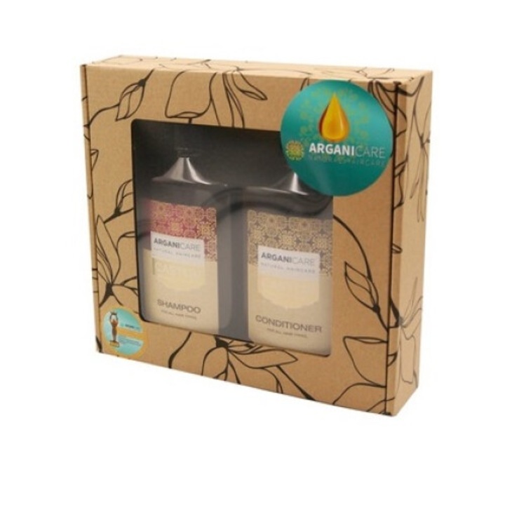 Set sampon si balsam Arganicare cu ulei de argan si ulei de ricin, 400ml