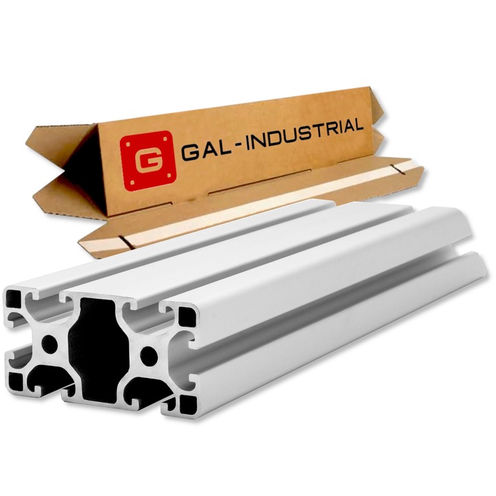Profil constructiv din aluminiu 40x80mm, Gal Industrial, lungime 190cm, anodizat, taiere la dimensiune
