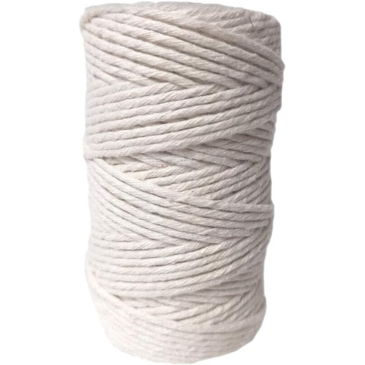 Snur pentru macrame, 50 metri, fire din bumbac, potrivit pentru creatie DIY, artizanat, Alb