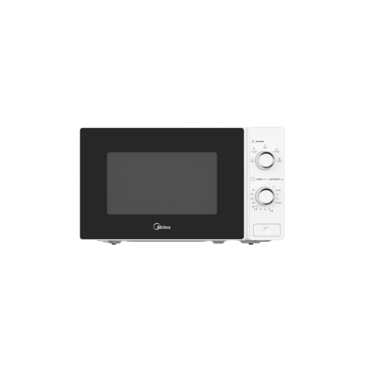 Cuptor cu microunde Midea MM720C2AT-W, Mecanic, 20 l, Putere 1000 W, 5 trepte de putere, Functie decongelare, Timer, Alb