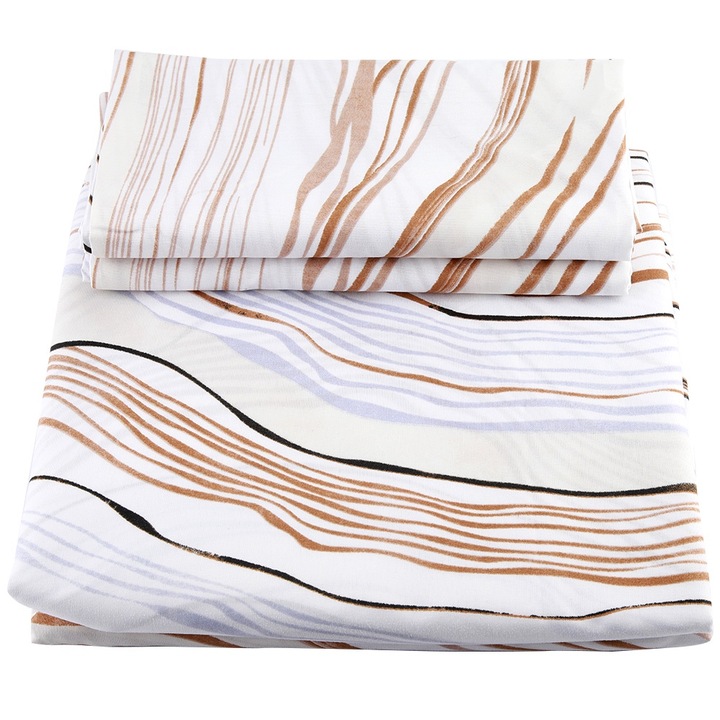 Jormftte ágyneműgarnitúra párnahuzattal és paplanhuzattal, modern mintával, arany, Queen méret: 51x66cm, 228x228cm