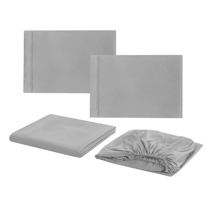 Jormftte ágyneműhuzat garnitúra, 4 részes, világosszürke, franciaágy méret, kiváló minőségű mikroszálas anyag