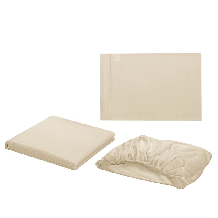 Jormftte ágyneműhuzat garnitúra, 3 részes, bézs, twin méret, kiváló minőségű mikroszálas anyag