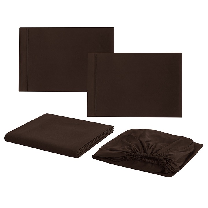 Jormftte 4 részes ágyneműgarnitúra, mikroszálas, kávé színű, franciaágy méret