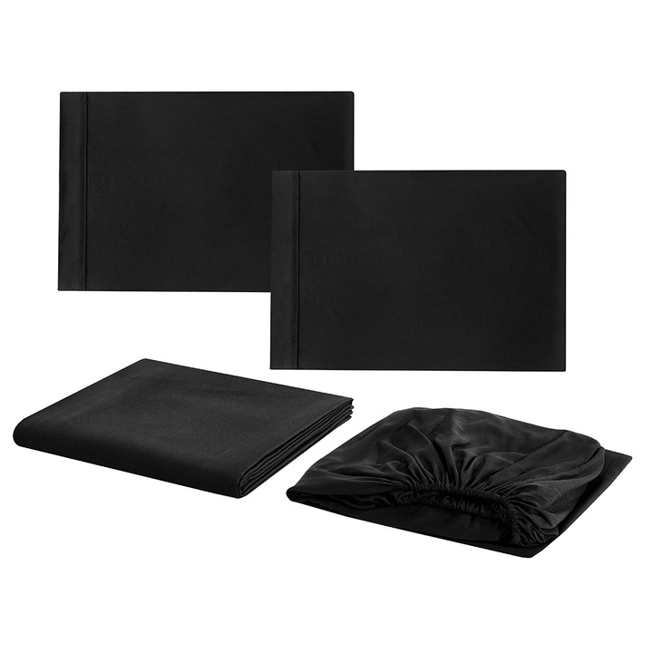 Jormftte ágyneműhuzat garnitúra, 4 részes, mikroszálas, fekete, teljes méret