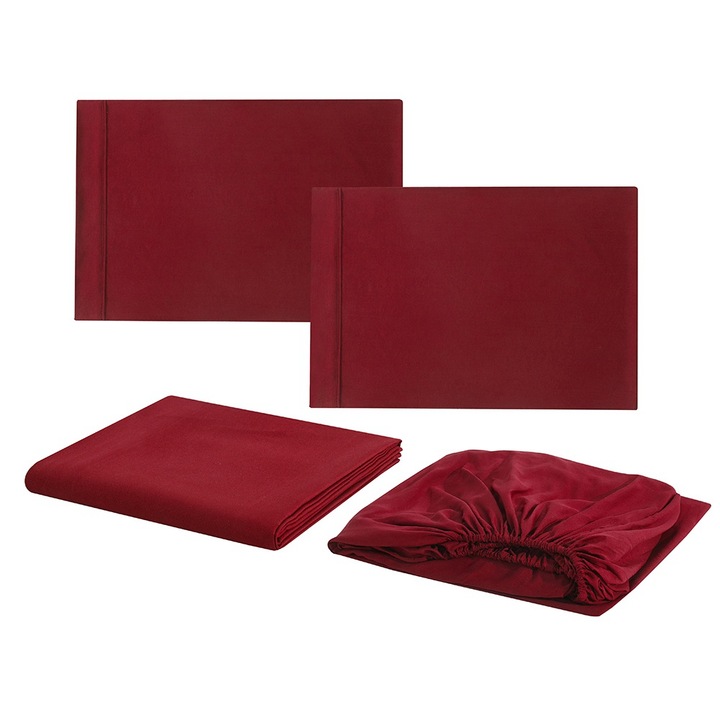 Jormftte ágyneműhuzat garnitúra, 4 részes, piros, teljes méret, mikroszálas anyag, mosásálló