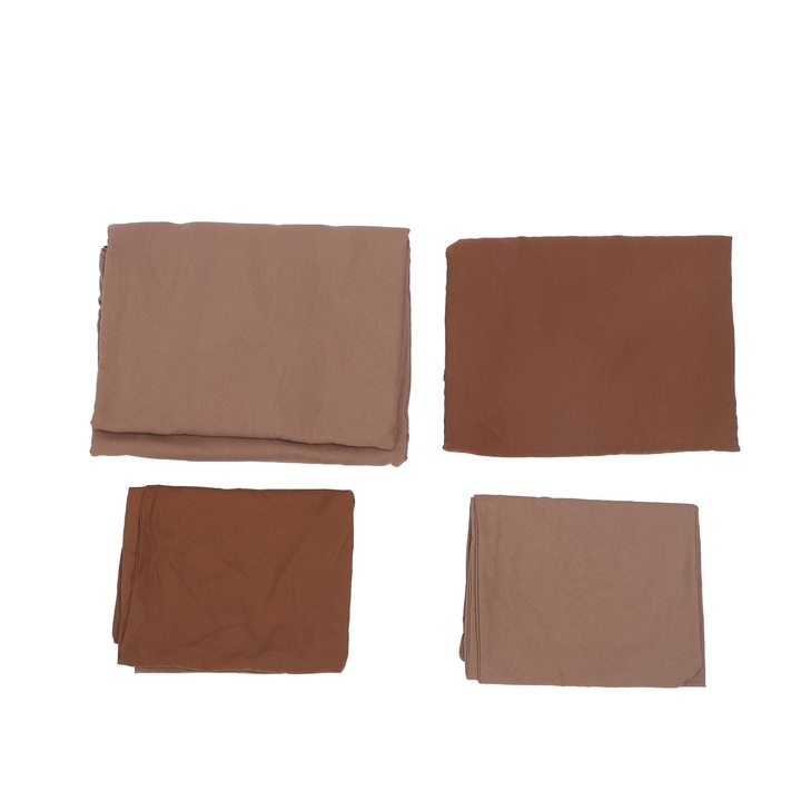 Jormftte 4 részes ágynemű garnitúra, mosott pamut, északi design, barna színű, queen méretű ágyra, 150x200cm