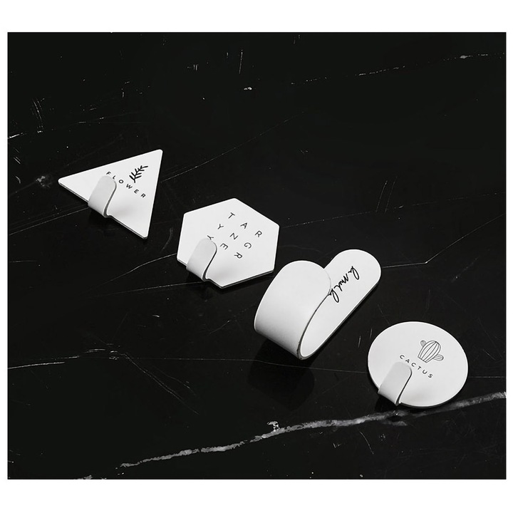 Ragasztós tartók, Jormftte, rozsdamentes acél, geometrikus design, vízálló, 4 darabos készlet