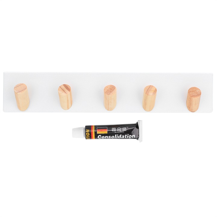 Cuiere Jormftte, fali akasztó, 5 kampó, fehér