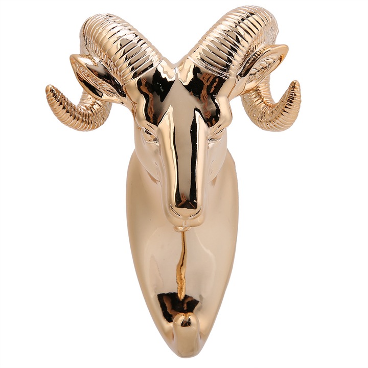 Állat alakú akasztó/kampó kalaphoz, nehéz teherbírású, rusztikus, dekoratív ajándék (arany kecske)