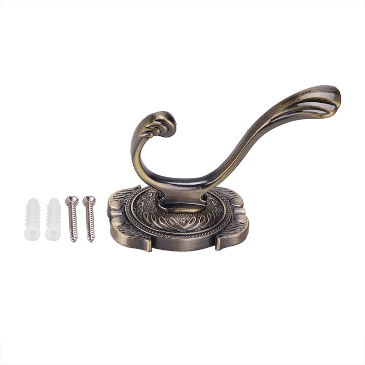 Antik fürdőszoba fém ajtó ruhafogas kalap akasztó fali tartó zöld bronz