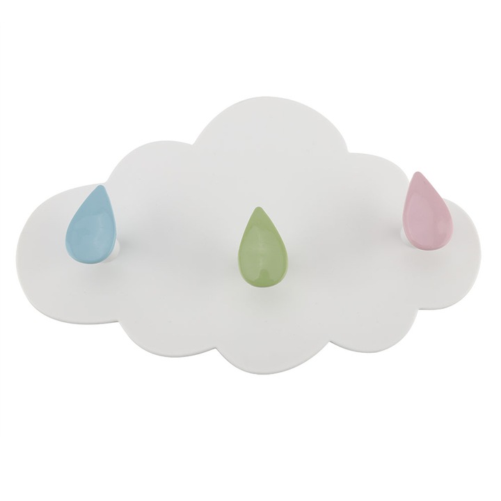 Jormftte felhő alakú öntapadós ajtótartó, esőcsepp dizájn, fürdőszobai és konyhai használatra