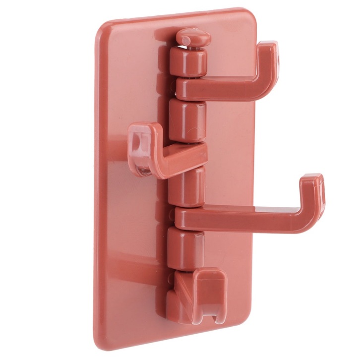 4 db falra szerelhető horogkészlet, organikus forma, Jormftte, piros, tartós, fúrásmentes.