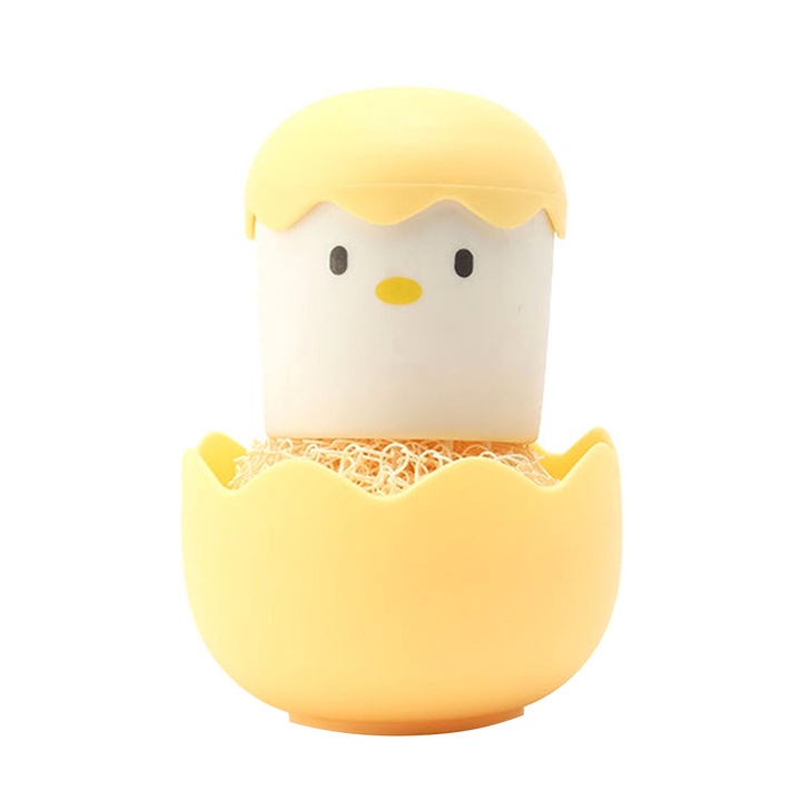 Jormftte tisztító szivacsok, levehető kialakítás, csirke forma, szálas fej, sárga