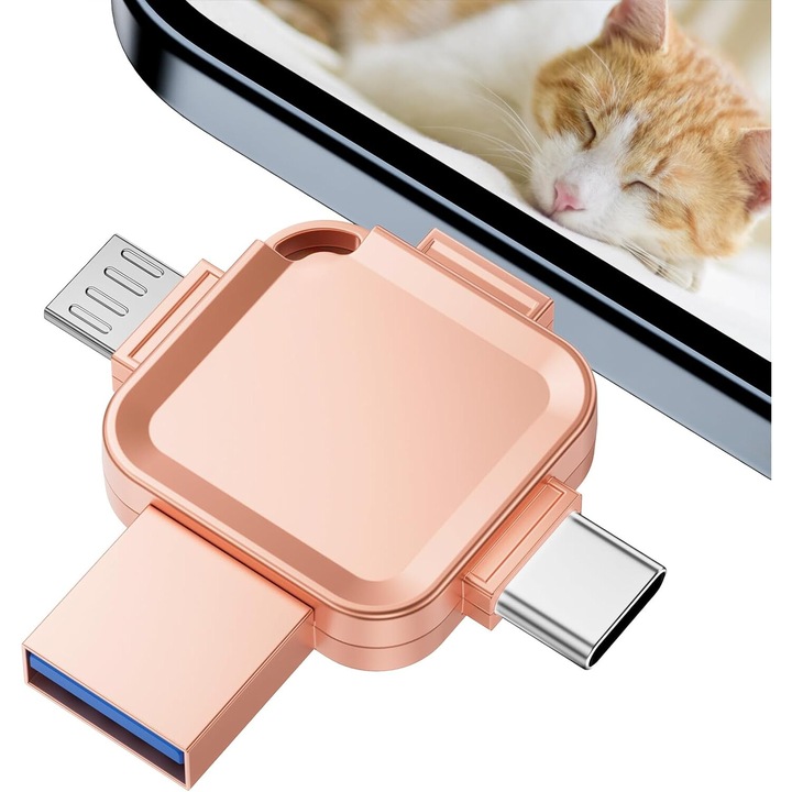 Memory SStick 1TB, PsAyl, мултифункционален 4 in1, iPhone и USB 3.0 Type-C OTG съвместимост, High Speed, Pink