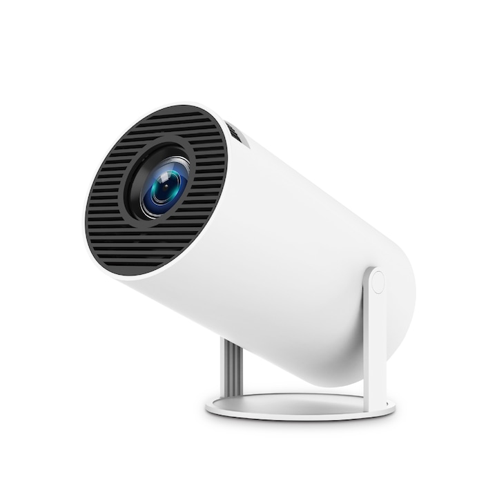 Видео проектор ANTCOOL®, Преносим, Смарт, 4K, Wi-Fi, Bluetooth, 120 Ansi Lumens, 1280x720p HD резолюция, Android 11.0 операционна система, HDMI, USB, Screen Mirroring за Android/IOS, Четириядрен процесор ARM Cortex A53, Смарт дистанционно управление, Бял