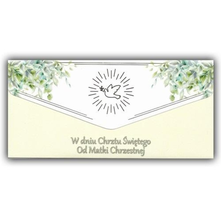 Karnet-koperta Chrzest, Trend, format 221x118mm, folie, cu zambete si buzunar pentru bani