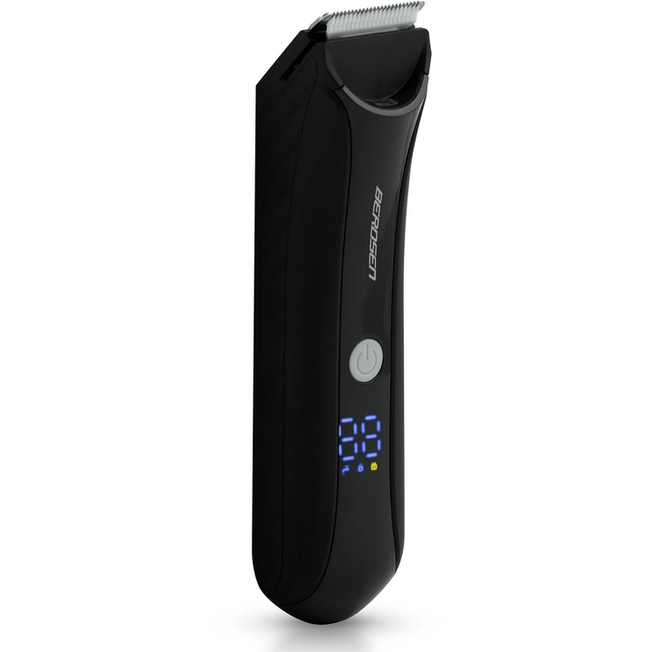 Clipper, acél pengével, Travel Lock funkció, 4 fésűs tartozékok, Li-Ion 3, 7V 600mAh, LCD kijelző, üzemidő 1 óra, 5 W, töltés támogatás és USB C, fekete