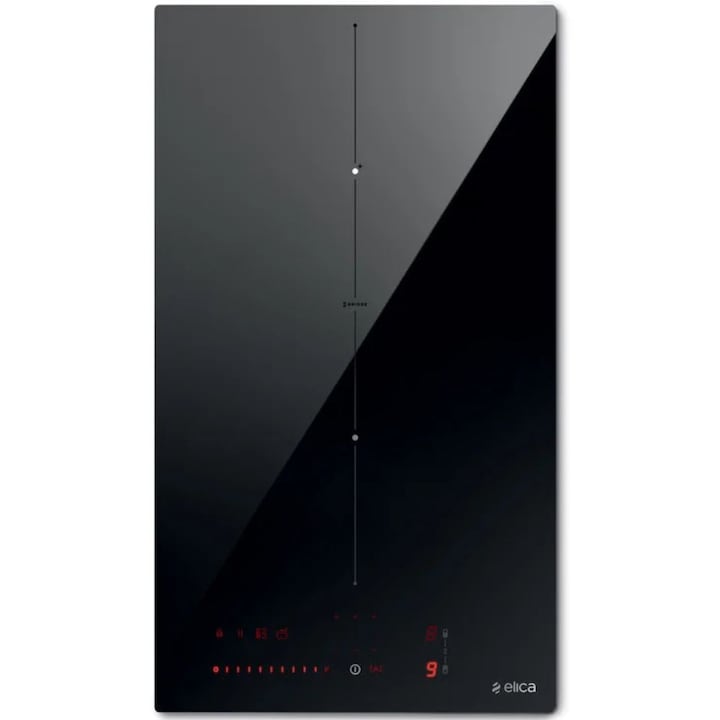 Индукционен плот за вграждане Elica Ratio 302 Plus BL, 3100 W, 2 зони, 9 степени, Заключване на управлението, Черен