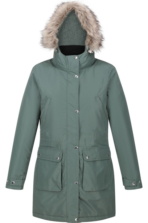 Női Regatta Voltera vízálló kabát, sötét erdőzöld, Melange katonai zöld