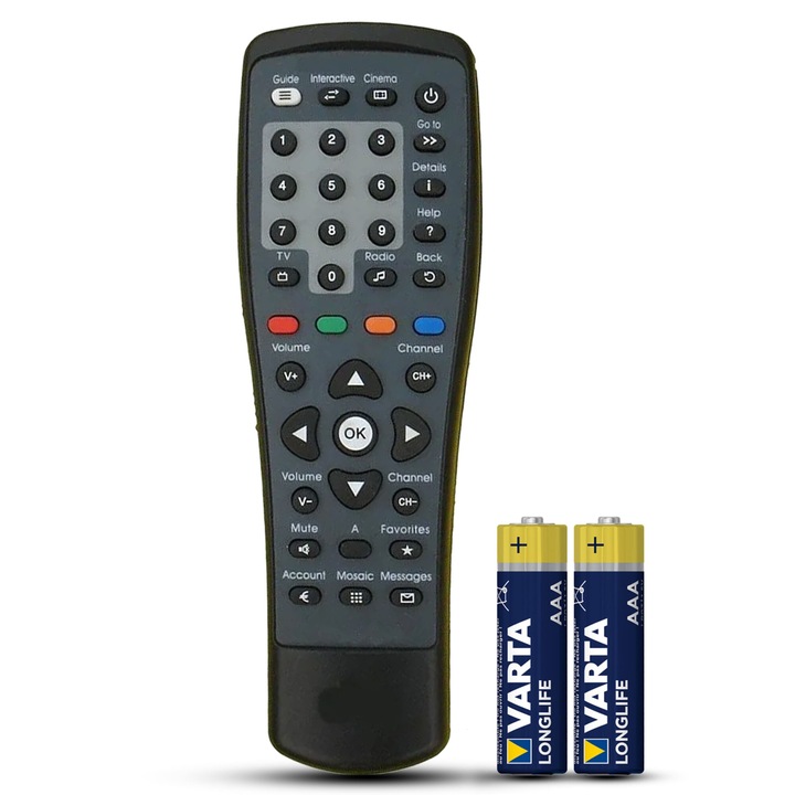 Telecomanda compatibila decodor DOLCE COSHIP, HUAWEI DS-530, TEMIX®, neagra, baterii incluse