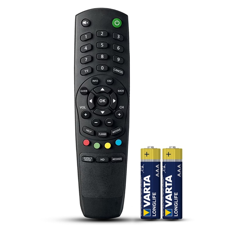 Telecomanda compatibila decodor Dolce, Telekom HD, TEMIX®, neagra, baterii incluse