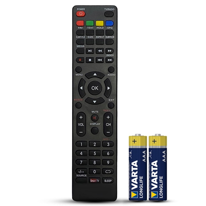 Telecomanda compatibila Allview, 25ATS5000-F, 32ATS5000-H, 40ATS5100-U, 43ATS5500-U, TEMIX®, neagra, baterii incluse